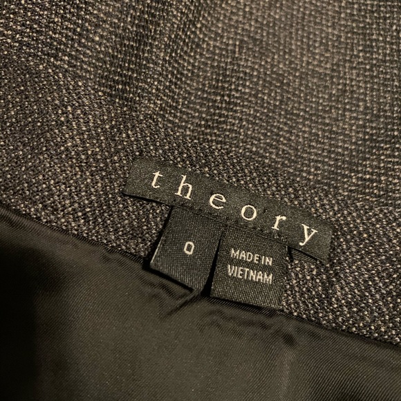 THEORY Zulle Wool A-Line Suiting Skirt Charcoal - Picture 6 of 11